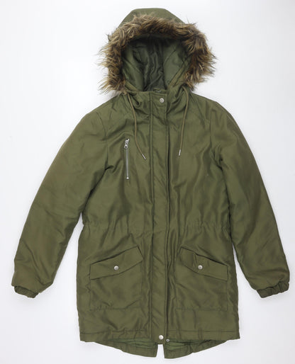Noisy May Womens Green Puffer Jacket Jacket Size S Zip