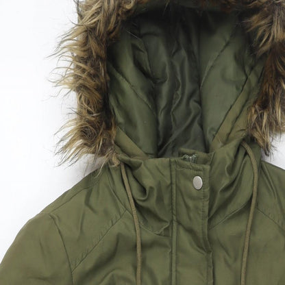 Noisy May Womens Green Puffer Jacket Jacket Size S Zip