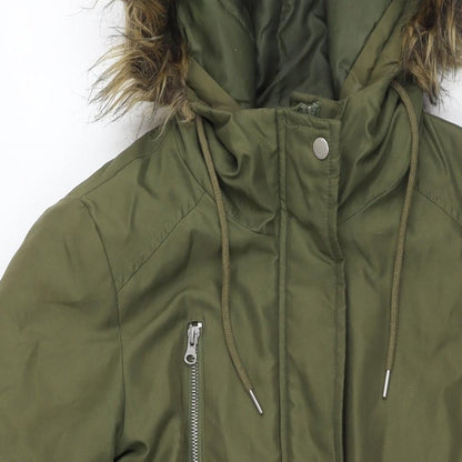 Noisy May Womens Green Puffer Jacket Jacket Size S Zip