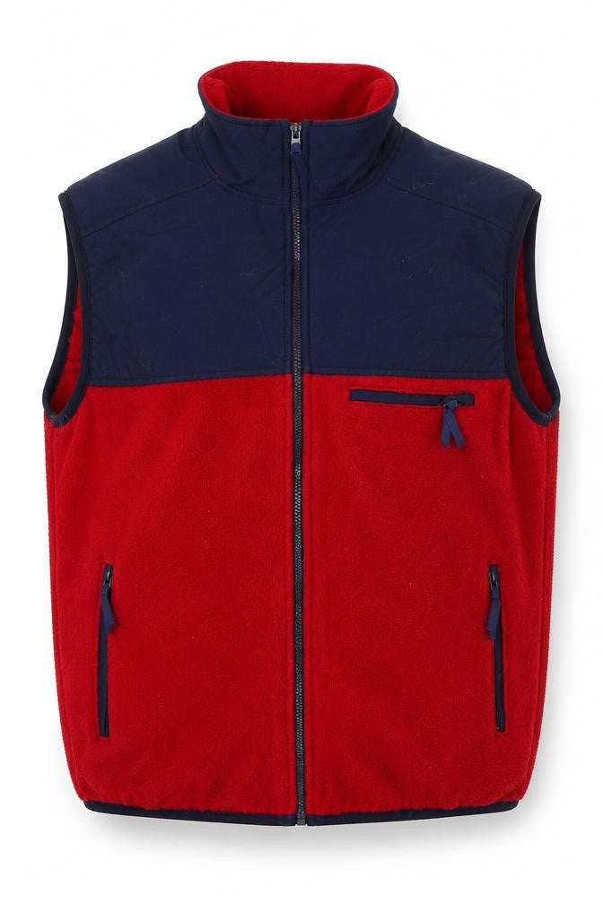Get Fleeced Mens Red Gilet Waistcoat One Size Zip