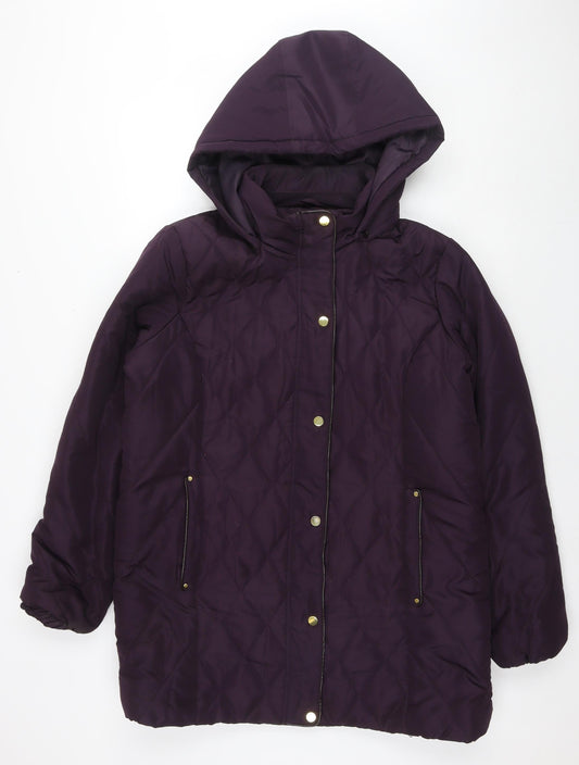 EWM Womens Purple Quilted Coat Size 16 Zip