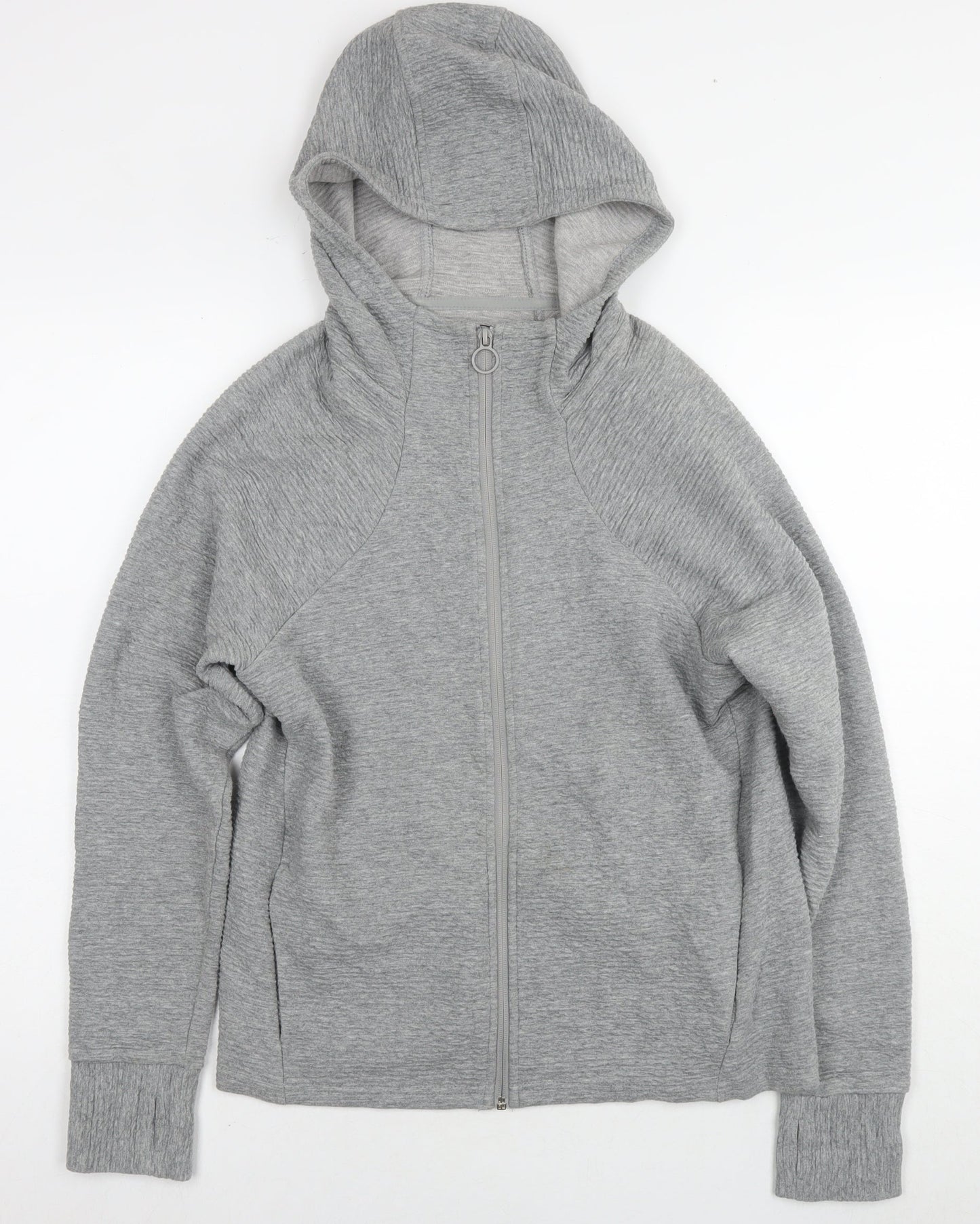 Athletic Womens Grey Cotton Full Zip Hoodie Size 8 Zip - Size 8-10
