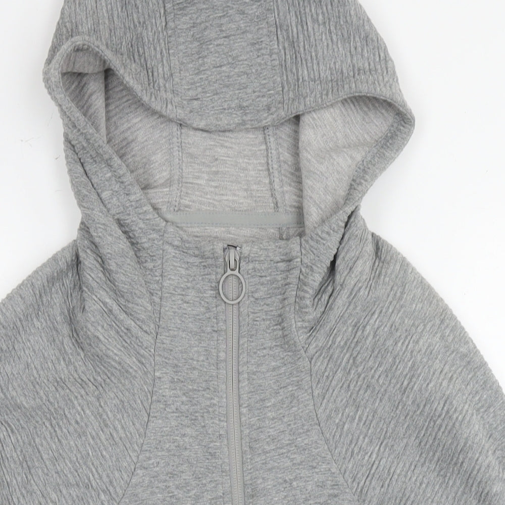 Athletic Womens Grey Cotton Full Zip Hoodie Size 8 Zip - Size 8-10