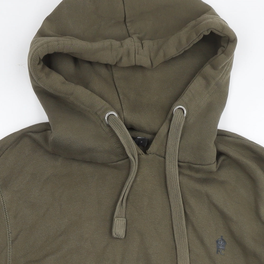 French Connection Mens Green Cotton Pullover Hoodie Size S