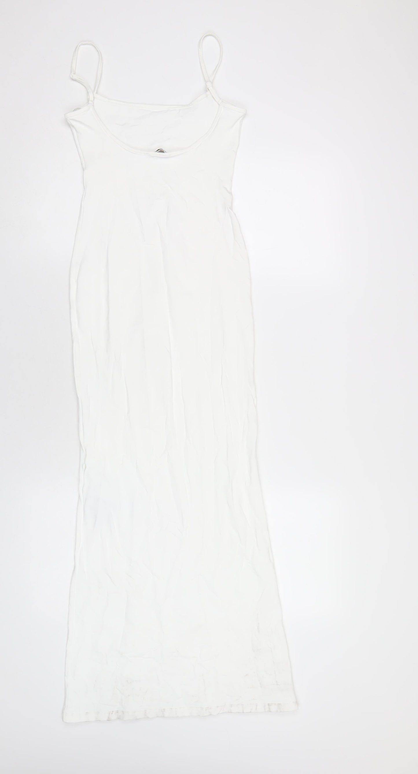 Bershka Womens White Polyamide Bodycon Size XS Scoop Neck Pullover