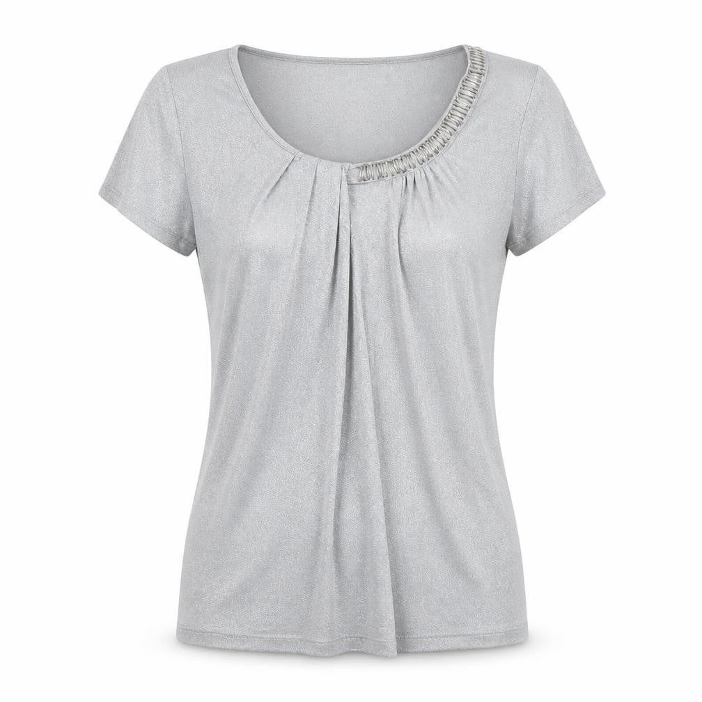 Per Una Womens Grey Viscose Basic T-Shirt Size 14 Round Neck