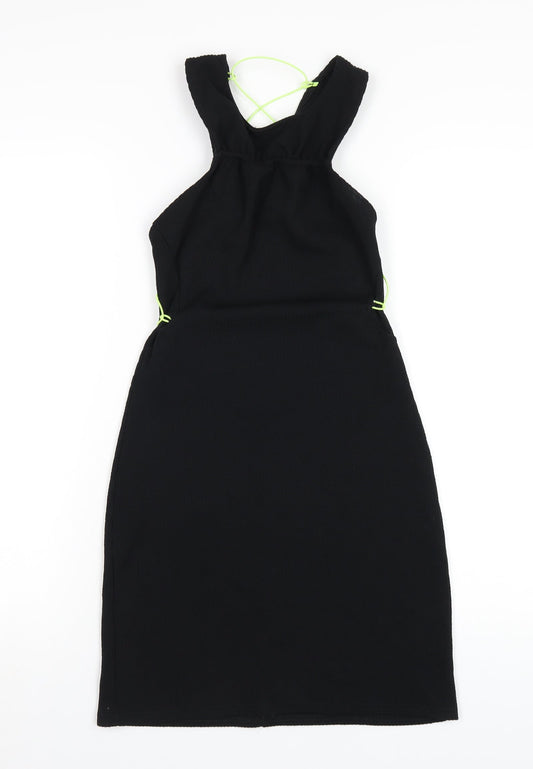 Skinny Dip Womens Black Polyester Bodycon Size 8 Round Neck Pullover