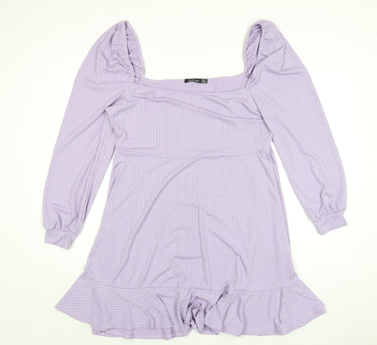 Boohoo Womens Purple Polyester A-Line Size 20 Square Neck Pullover