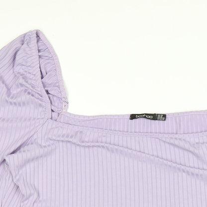 Boohoo Womens Purple Polyester A-Line Size 20 Square Neck Pullover