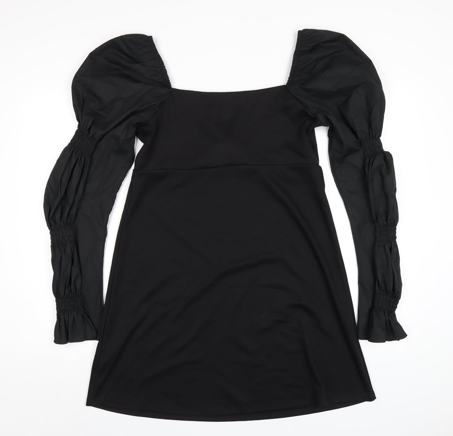 Topshop Womens Black Polyester A-Line Size 14 Square Neck Pullover