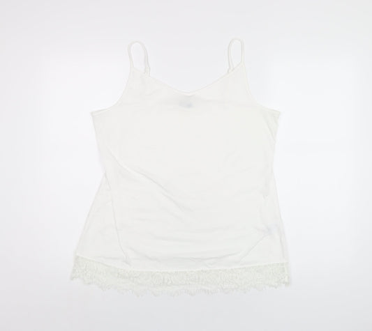 NEXT Womens White Polyester Camisole T-Shirt Size 16 V-Neck - Lace Trim