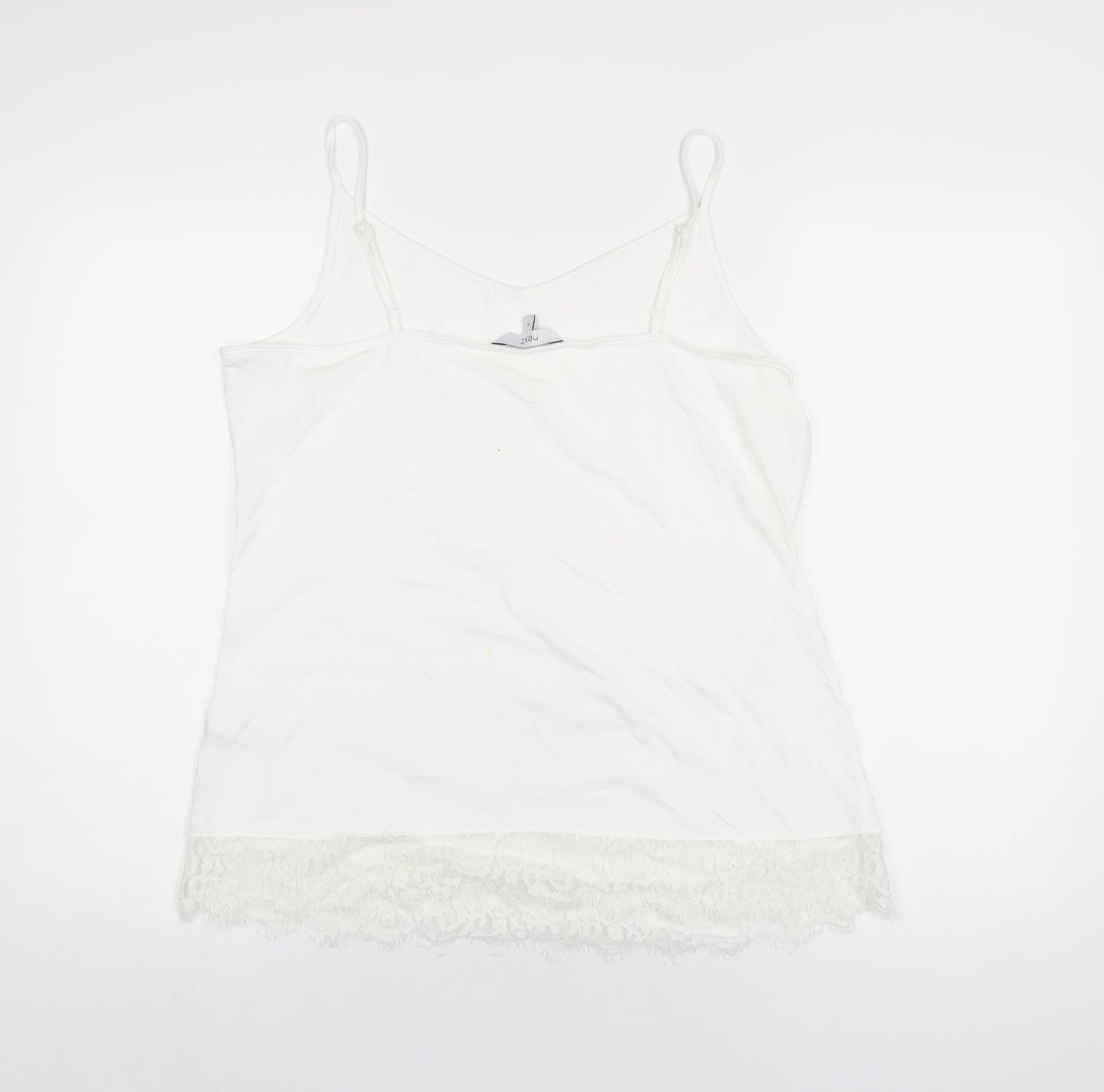 NEXT Womens White Polyester Camisole T-Shirt Size 16 V-Neck - Lace Trim