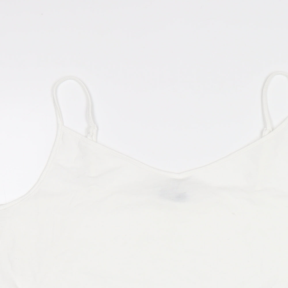 NEXT Womens White Polyester Camisole T-Shirt Size 16 V-Neck - Lace Trim