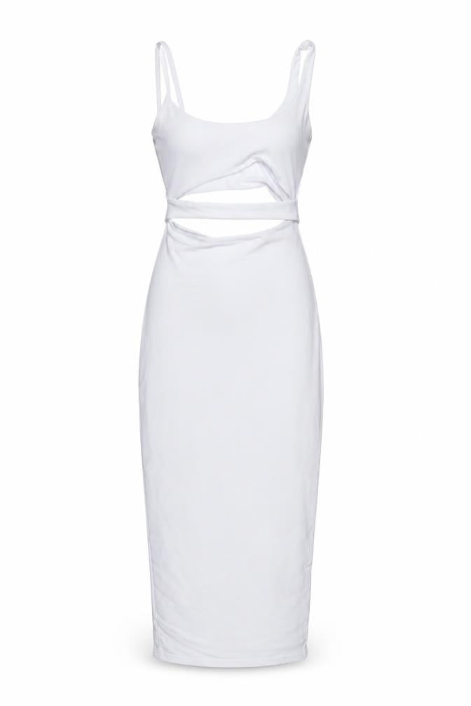 PRETTYLITTLETHING Womens White Polyester Bodycon Size 4 Scoop Neck Pullover