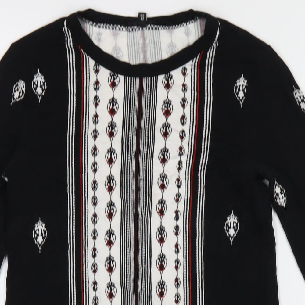 River Island Womens Multicoloured Geometric Viscose Bodycon Size 8 Round Neck Pullover