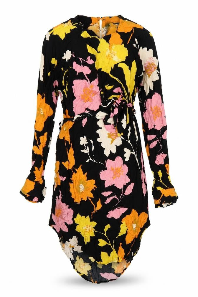 Selected Femme Womens Multicoloured Floral Viscose A-Line Size 8 Round Neck Button