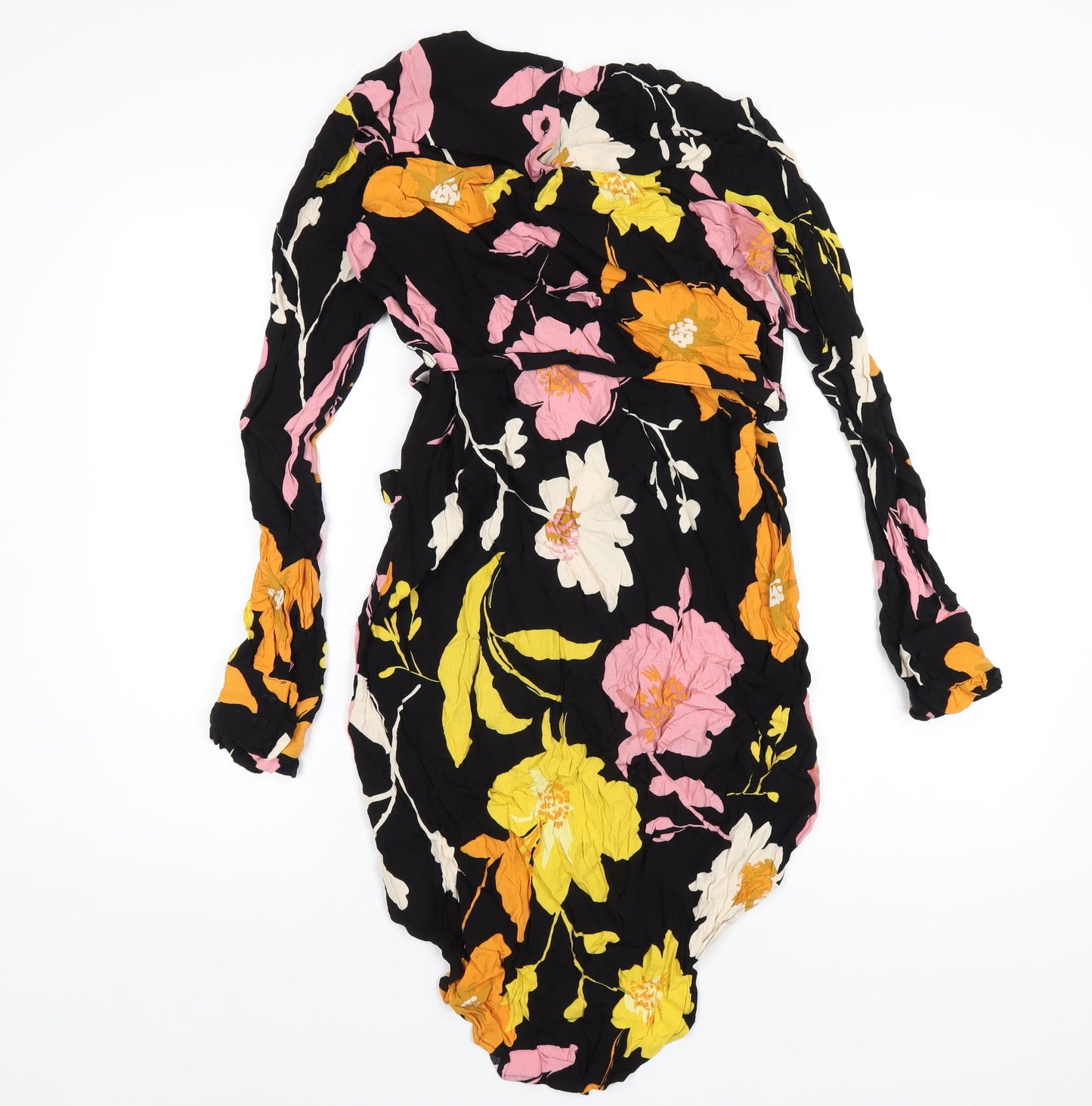 Selected Femme Womens Multicoloured Floral Viscose A-Line Size 8 Round Neck Button