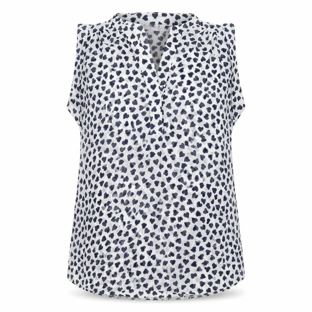 Red Herring Womens White Geometric Polyester Basic Tank Size 12 V-Neck