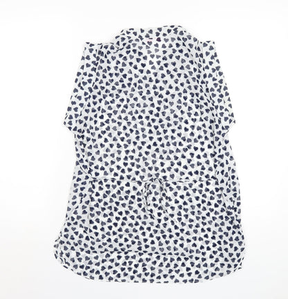Back view of Red Herring women’s white geometric polyester basic tank, size UK 12, v-neck