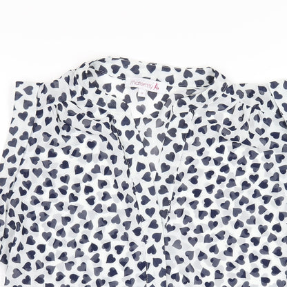 Close-up detail of Red Herring women’s white geometric polyester basic tank, size UK 12, v-neck