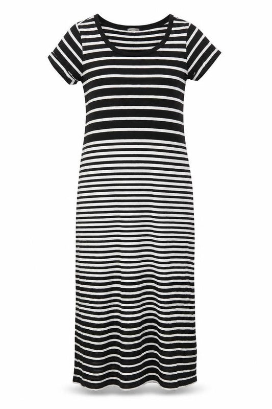 Gap Womens Black Striped Cotton Slip Dress Size S Round Neck Pullover