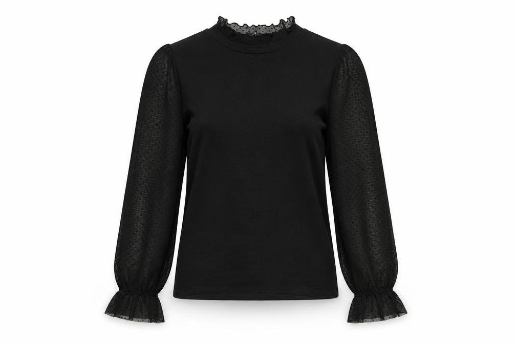 New Look Womens Black Polyester Basic T-Shirt Size 6 Round Neck