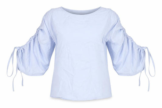 Marks & Spencer Womens Blue Cotton Basic T-Shirt Size 8 Round Neck