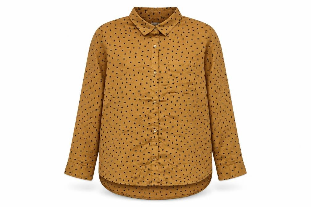 JACHS Womens Brown Polka Dot Polyester Basic Button-Up Size XL Collared