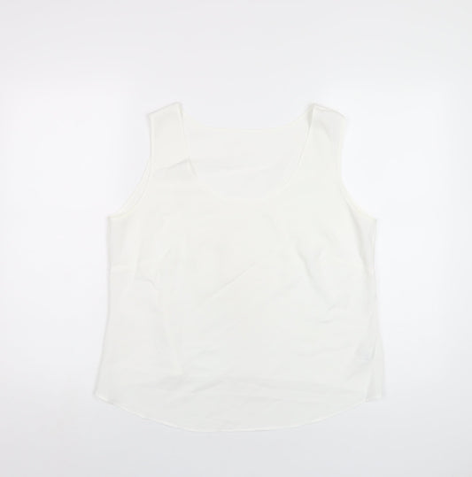 Marks and Spencer Womens White Polyester Basic Tank Size 16 Scoop Neck