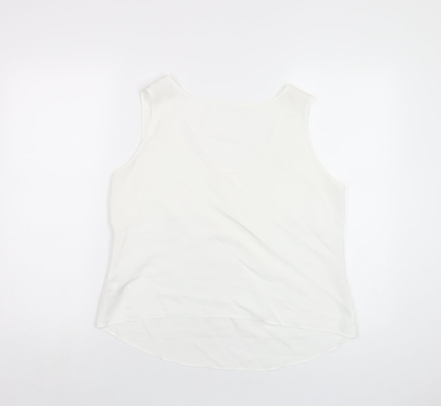 Marks and Spencer Womens White Polyester Basic Tank Size 16 Scoop Neck