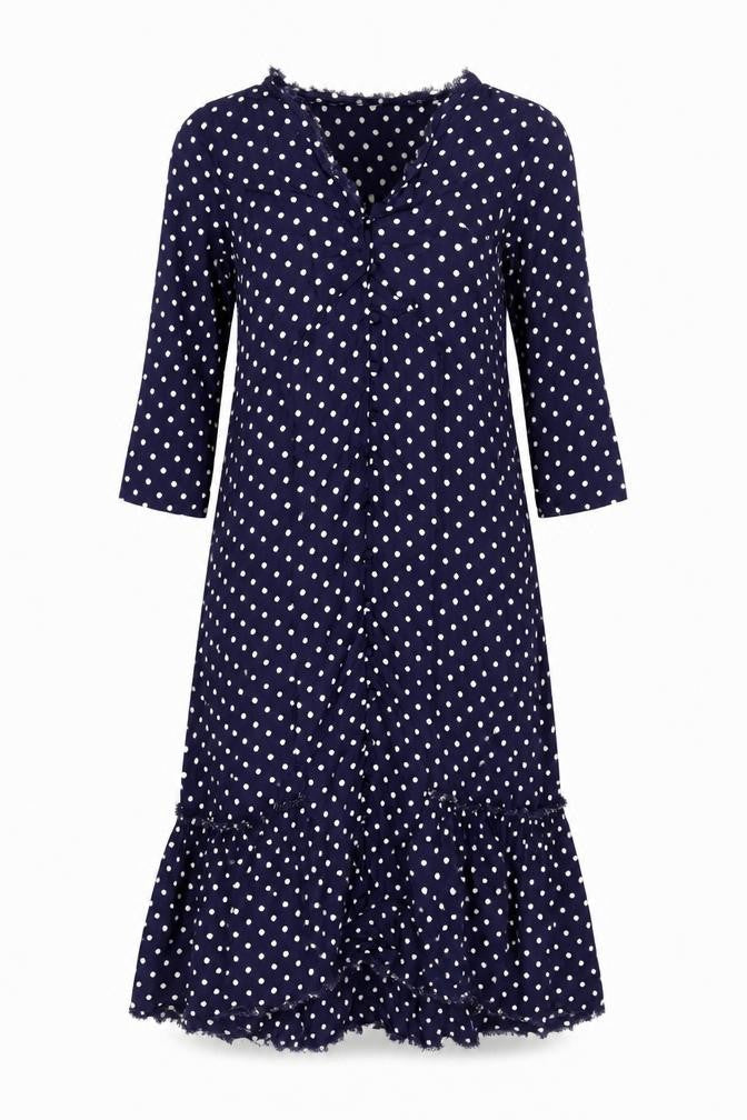 ASOS Womens Blue Polka Dot Viscose A-Line Size 8 V-Neck Button