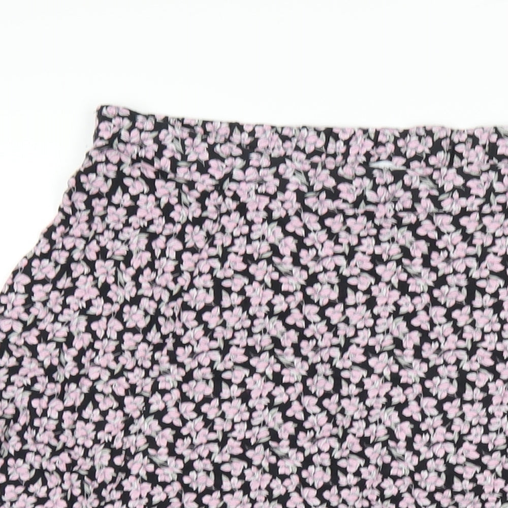 Classic Womens Pink Floral Viscose A-Line Skirt Size 32