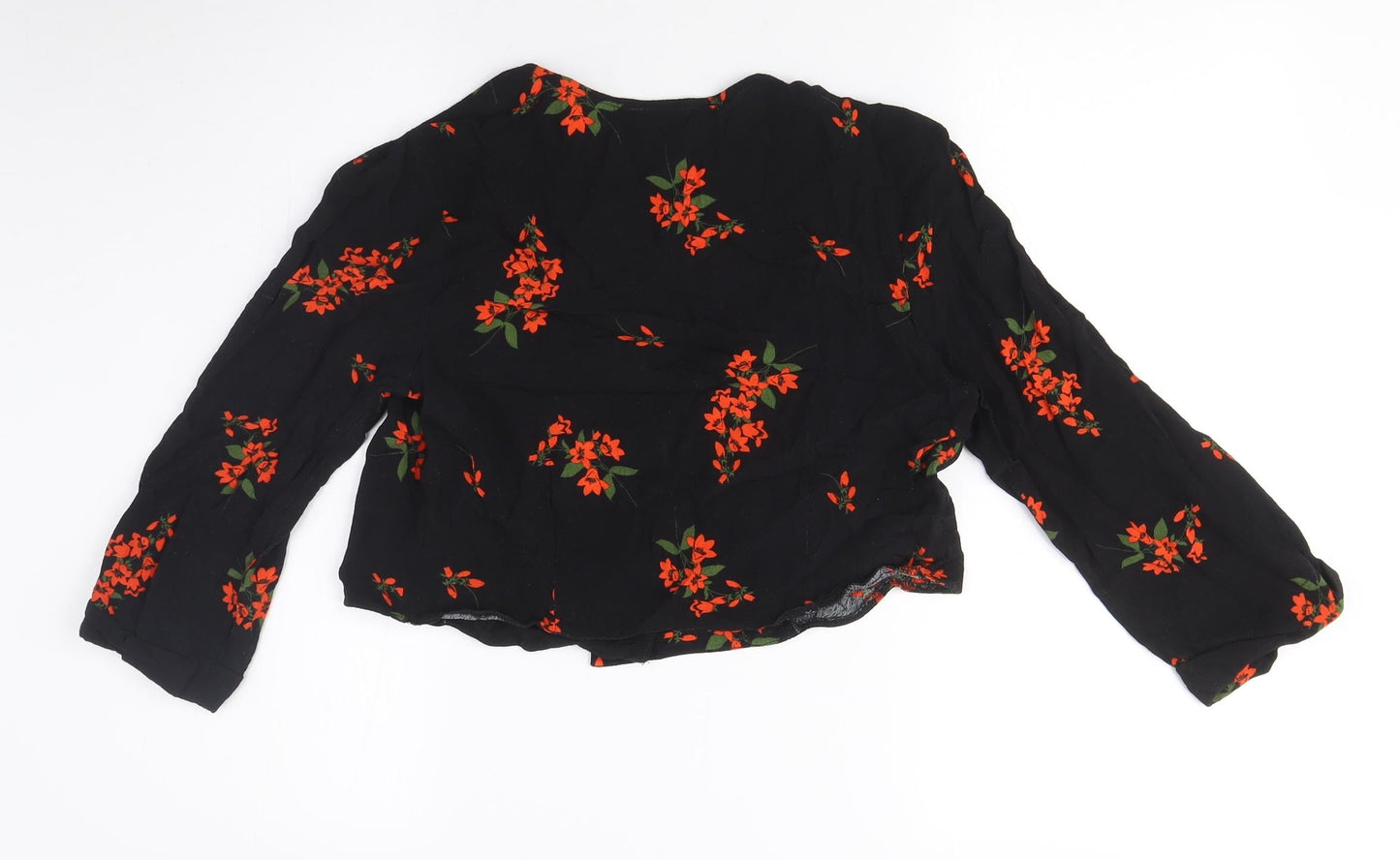 New Look Women's Black Floral Cropped Blouse - UK 10