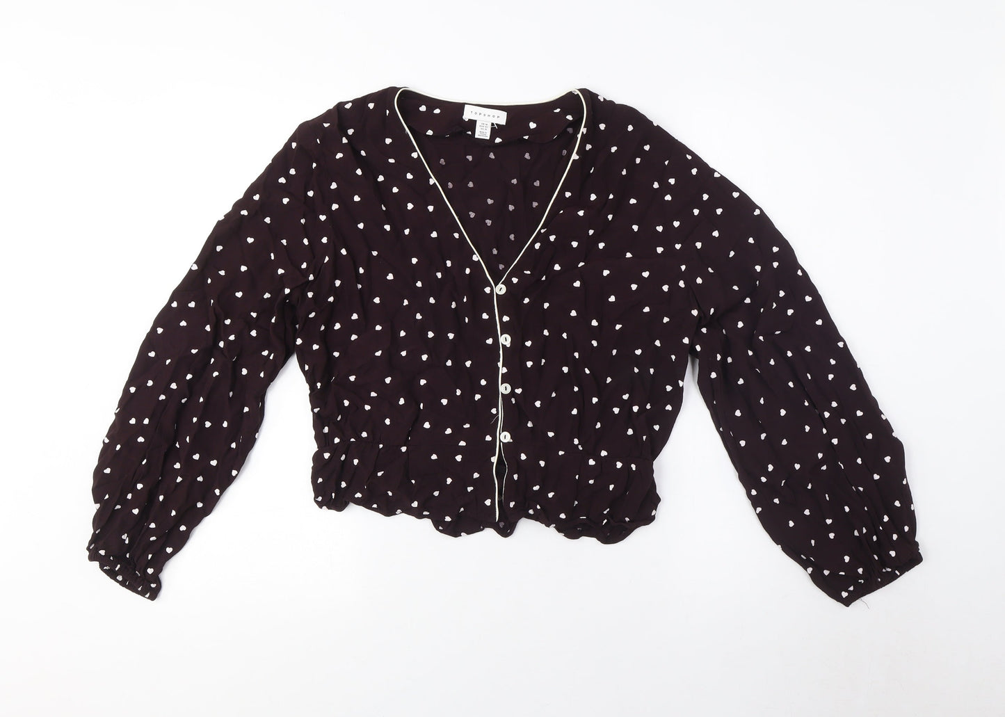Topshop Women's Black Blouse Size 8 Wrap Style