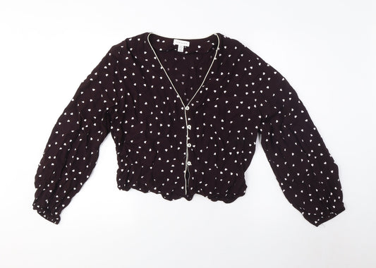 Topshop Women's Black Blouse Size 8 Wrap Style