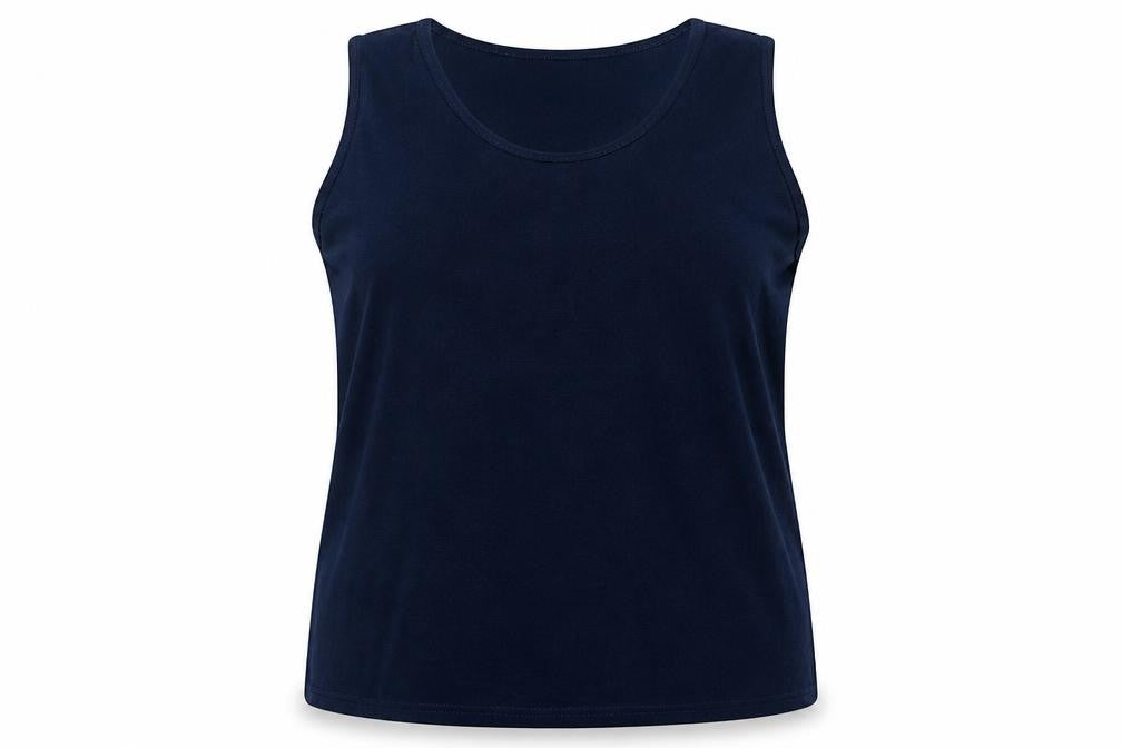 Anthology Womens Blue Polyester Basic Tank Size 24 Round Neck