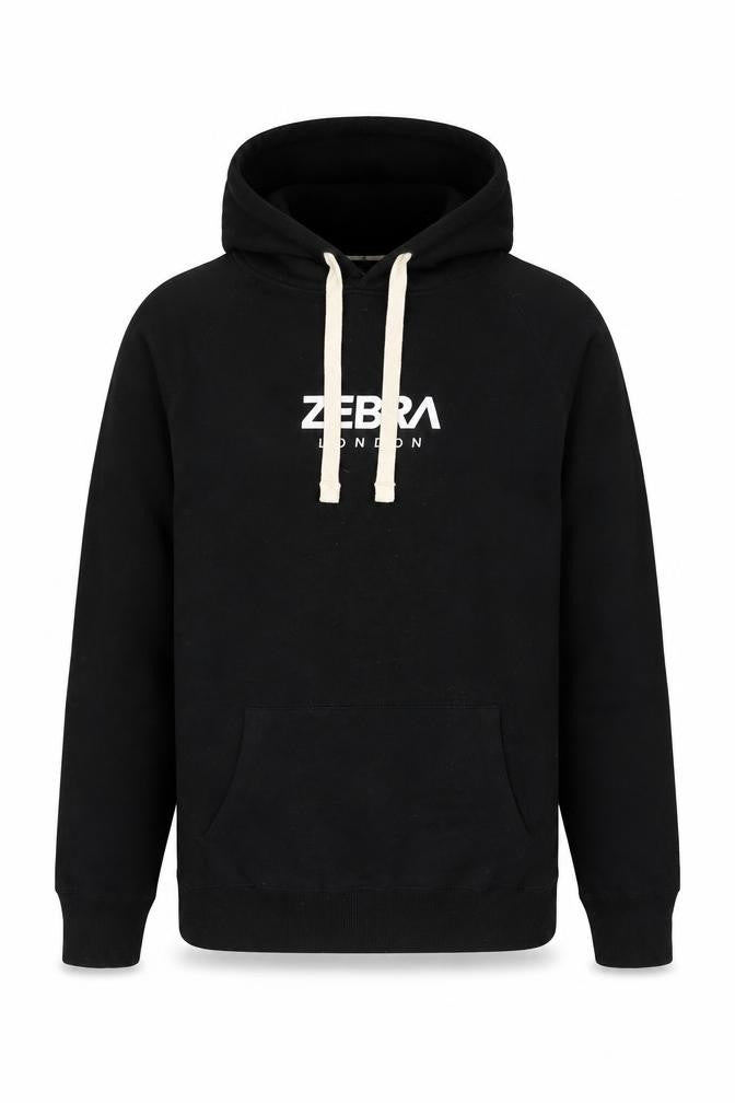 Zebra Mens Black Cotton Pullover Hoodie Size M