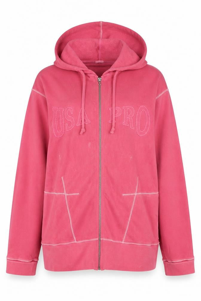 USA Pro Womens Pink Cotton Full Zip Hoodie Size M Zip