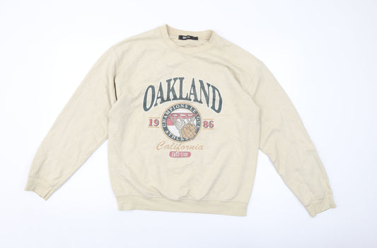 Oakland Womens Beige Polyester Pullover Sweatshirt Size M Pullover