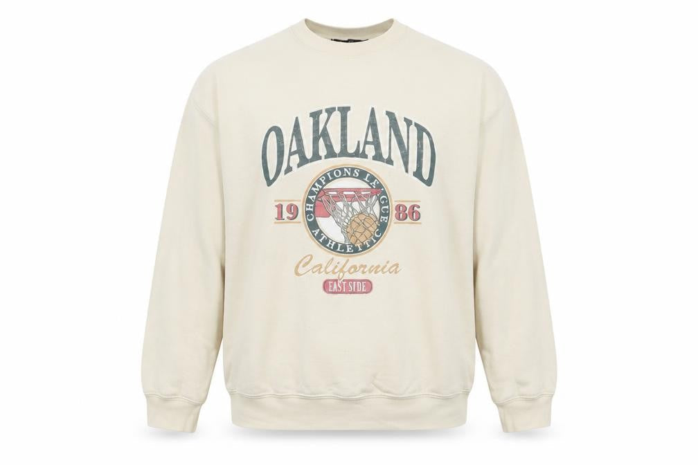 Oakland Womens Beige Polyester Pullover Sweatshirt Size M Pullover