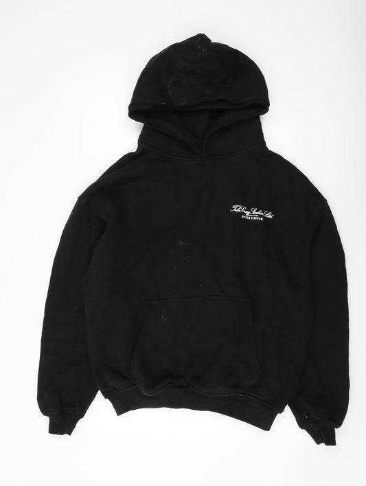 Tela Cruz Mens Black Cotton Pullover Hoodie Size L