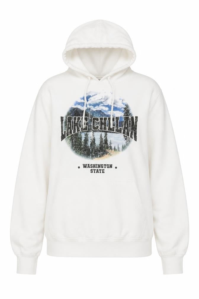 Lake Chelan Womens White Polyester Pullover Hoodie Size S Pullover