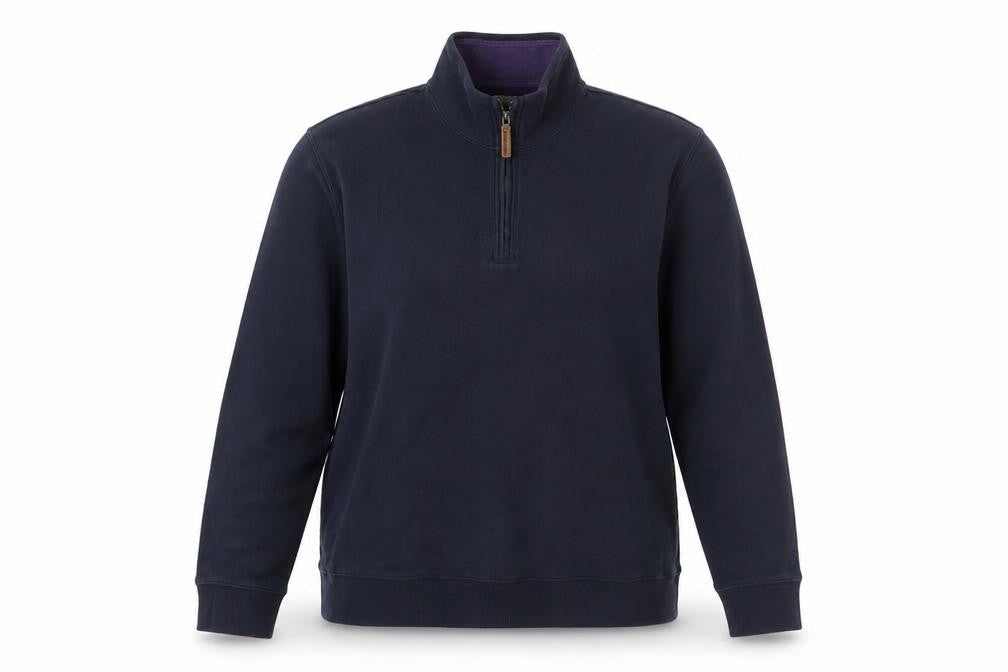 Landsend Womens Blue Cotton Pullover Sweatshirt Size M Zip