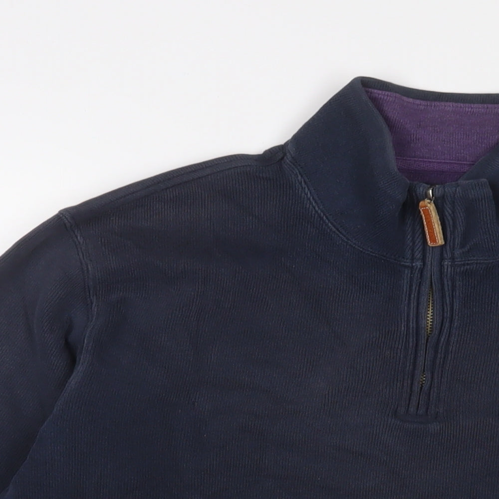 Landsend Womens Blue Cotton Pullover Sweatshirt Size M Zip