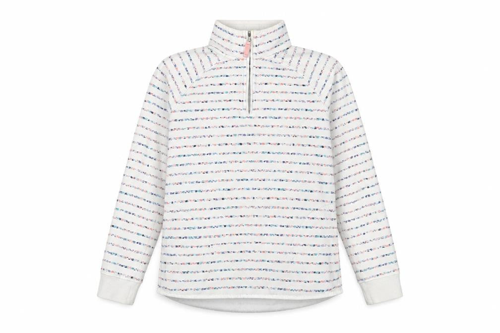 Crew Clothing Womens White Striped Cotton Pullover Sweatshirt Size 8 Zip