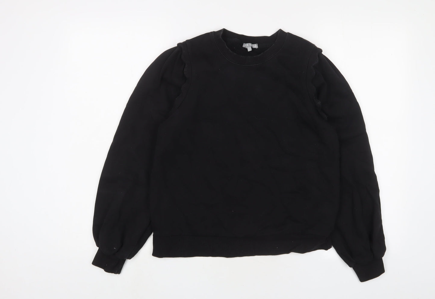 Oliver Bonas Womens Black Cotton Pullover Sweatshirt Size 8 Pullover