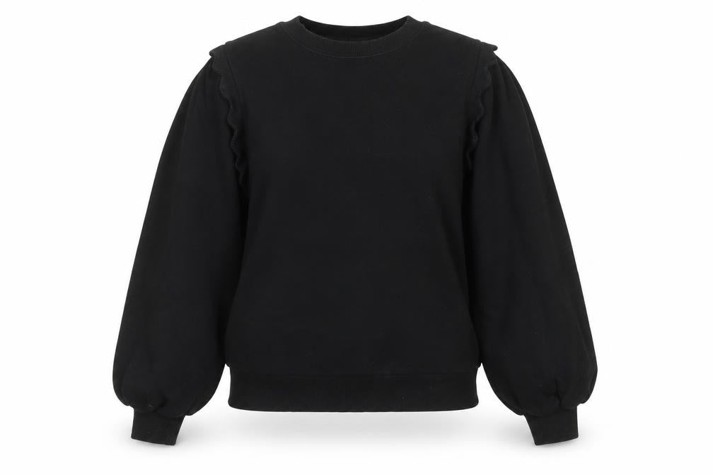 Oliver Bonas Womens Black Cotton Pullover Sweatshirt Size 8 Pullover