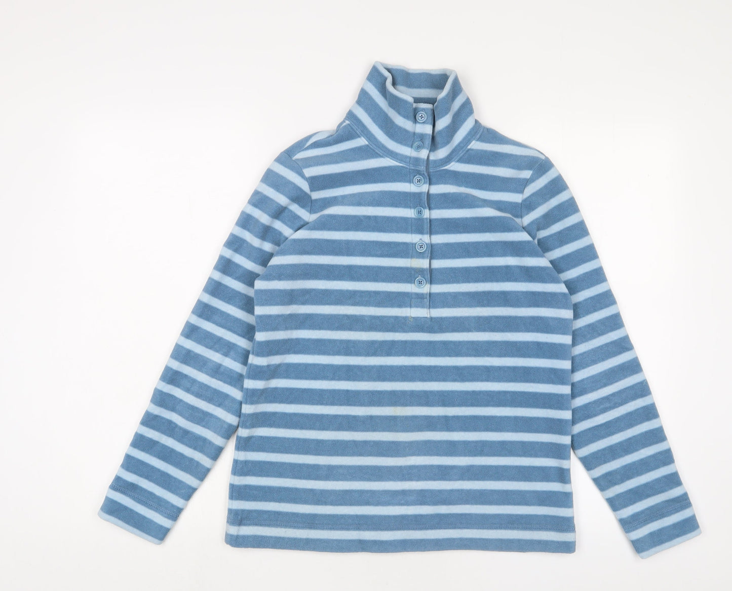 Landsend Womens Blue Striped Polyester Pullover Sweatshirt Size XS Button