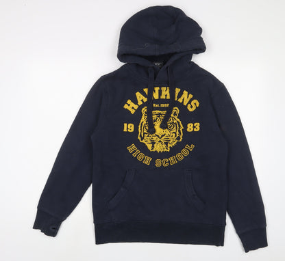 Preloved Stranger Things Mens Blue Cotton Pullover Hoodie Size S - Front