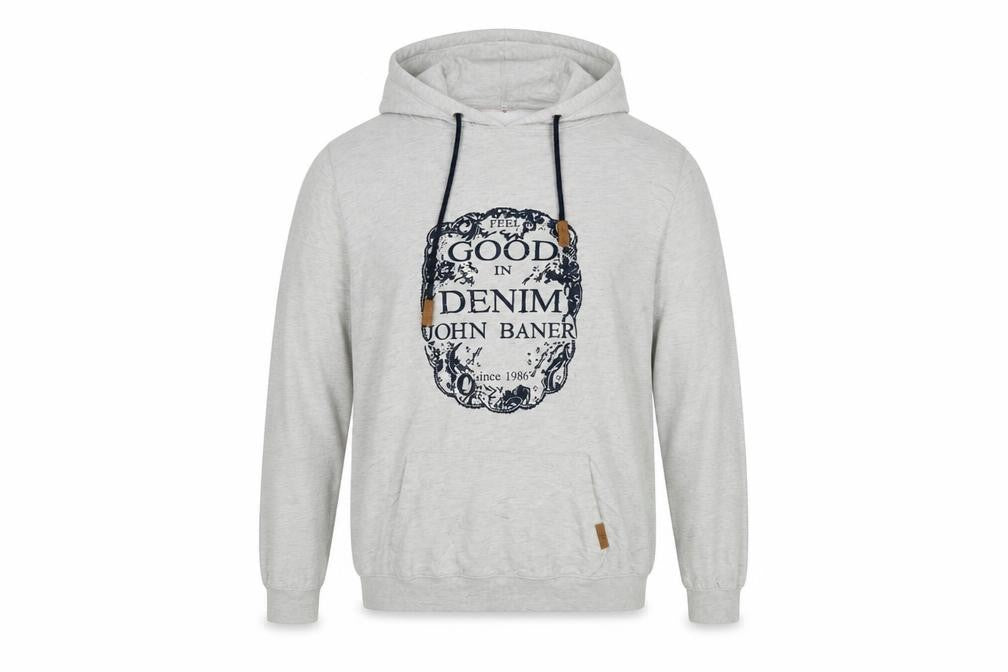 John Banner Mens Grey Cotton Pullover Hoodie Size 2XL - Logo